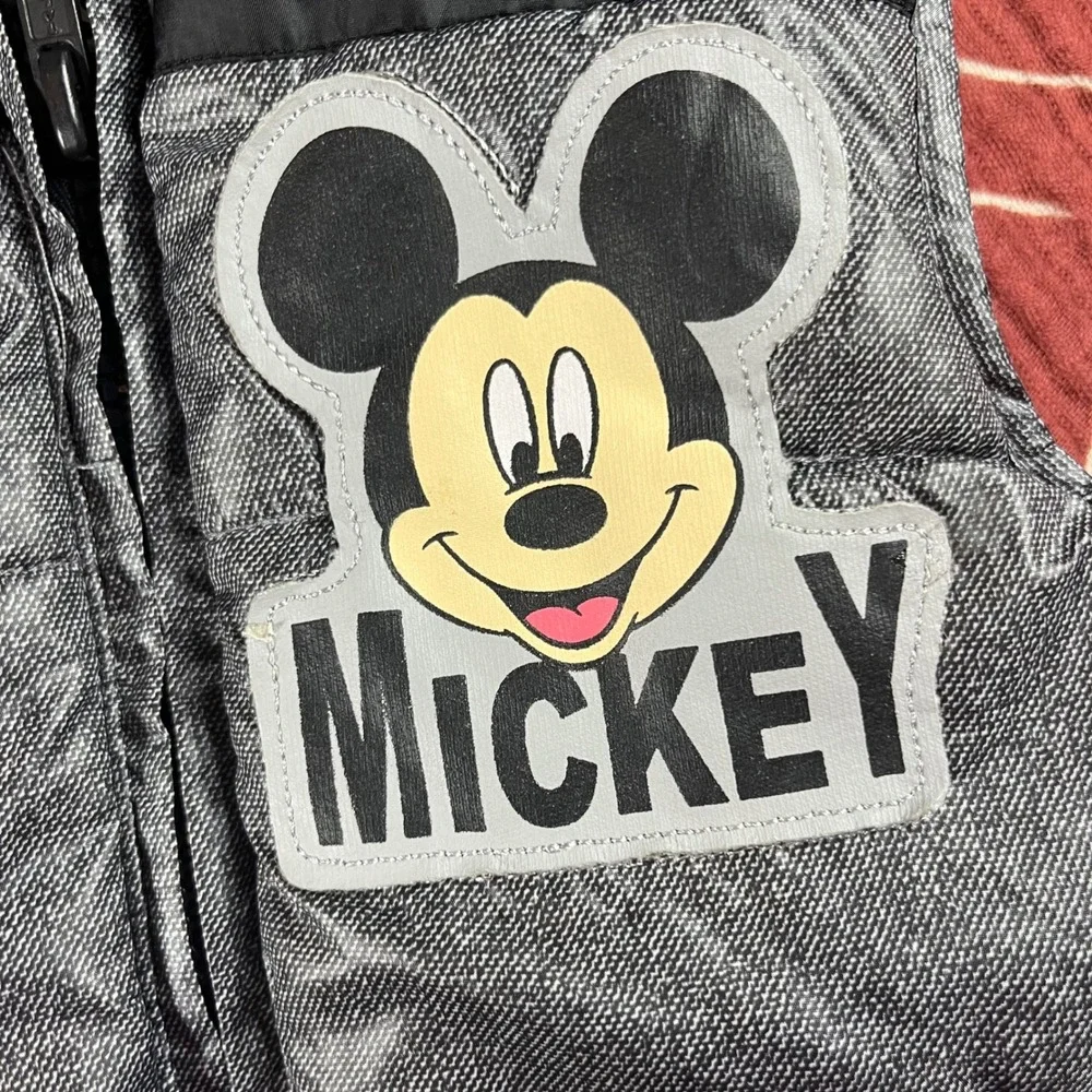 Kids Disney Mickey Mouse Puffer Vest Hooded Ears Sparkle Gray‎ Size 3T
